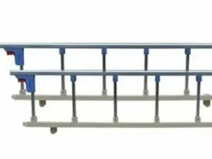 Collapsible side rails for hospital beds.